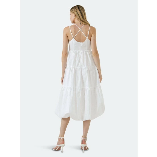 English Factory Balloon Dress With Strappy Back Detail Dresses White - Image 4