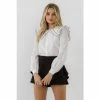 English Factory Collared Blouse With Embroidery Trim Details Tops White