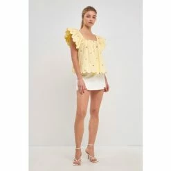 English Factory Scalloped Hem Ruffle Detail Top Tops Yellow 11 English Factory Scalloped Hem Ruffle Detail Top Tops Yellow -English Factory Shop unnamed file 1027