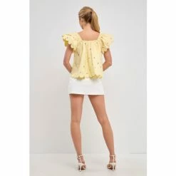 English Factory Scalloped Hem Ruffle Detail Top Tops Yellow 12 English Factory Scalloped Hem Ruffle Detail Top Tops Yellow -English Factory Shop unnamed file 1028