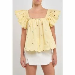 English Factory Scalloped Hem Ruffle Detail Top Tops Yellow 13 English Factory Scalloped Hem Ruffle Detail Top Tops Yellow -English Factory Shop unnamed file 1029