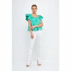 English Factory Scalloped Hem Ruffle Detail Top Tops Yellow 14 English Factory Scalloped Hem Ruffle Detail Top Tops Yellow -English Factory Shop unnamed file 1030