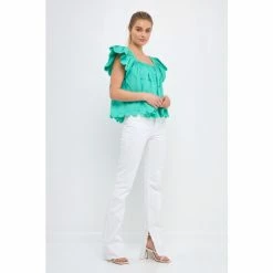 English Factory Scalloped Hem Ruffle Detail Top Tops Yellow 15 English Factory Scalloped Hem Ruffle Detail Top Tops Yellow -English Factory Shop unnamed file 1031