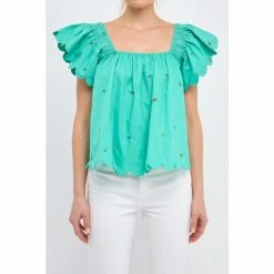 English Factory Scalloped Hem Ruffle Detail Top Tops Yellow 17 English Factory Scalloped Hem Ruffle Detail Top Tops Yellow -English Factory Shop unnamed file 1033