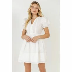 English Factory Poplin Bib Fit & Flare Dress Dresses White