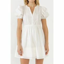 English Factory Poplin Bib Fit & Flare Dress Dresses White -English Factory Shop unnamed file 1043