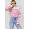 English Factory Stripe Long Sleeve Sweater Sweatshirts & Sweaters White/pink