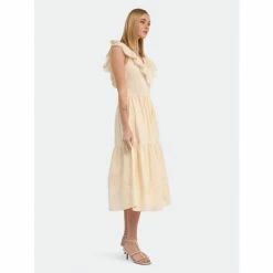 English Factory Ruffled Lace Contrast Midi Dress Dresses Beige -English Factory Shop unnamed file 1079