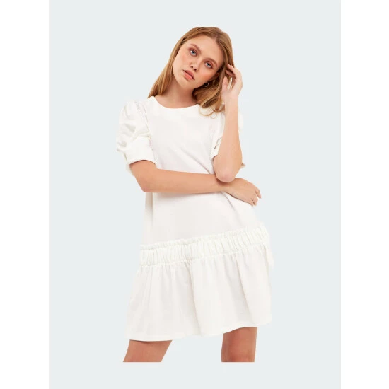English Factory Puff Sleeve Mini Dress - Pink/White Dresses 3 English Factory Puff Sleeve Mini Dress - Pink/White Dresses - Image 3