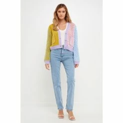 English Factory Contrast Detail Cardigan - Multi Sweatshirts & Sweaters