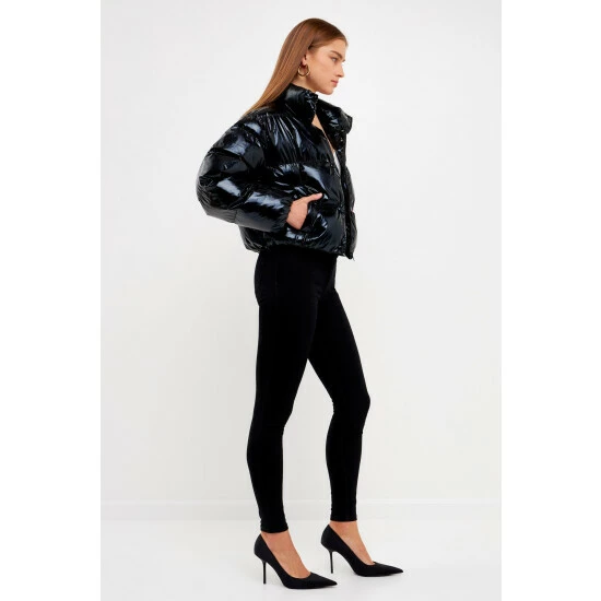 English Factory Cropped Puffer Jacket Coats, Jackets & Blazers Metallic - Image 2