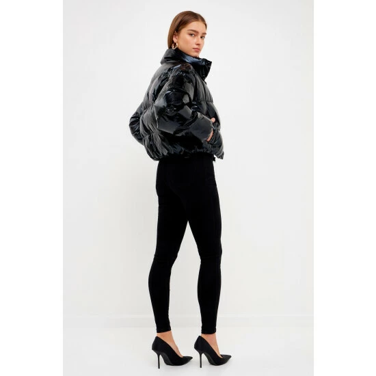 English Factory Cropped Puffer Jacket Coats, Jackets & Blazers Metallic - Image 3