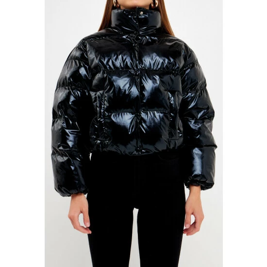 English Factory Cropped Puffer Jacket Coats, Jackets & Blazers Metallic - Image 5