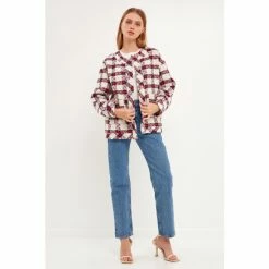 English Factory Check Boucle Tweed Jacket Coats, Jackets & Blazers Navy