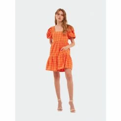 English Factory Tweed Babydoll Dress Dresses Orange