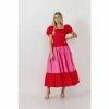 English Factory Color Block Puff Sleeve Maxi Dress Dresses Red