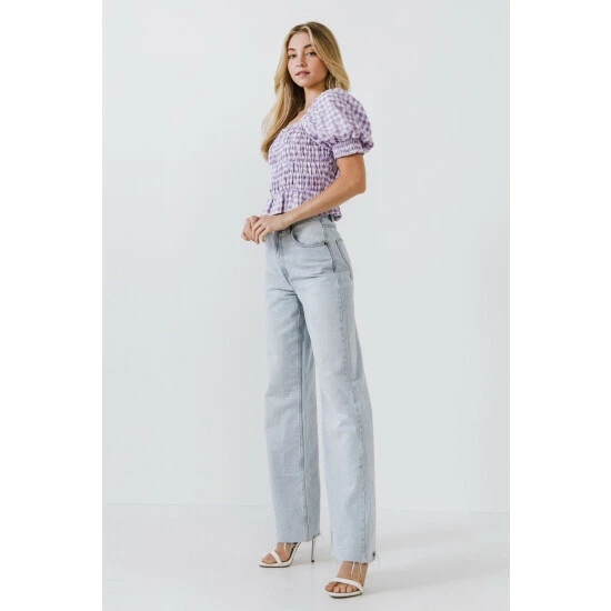 English Factory Embroidered Smocked Top Tops Purple - Image 4