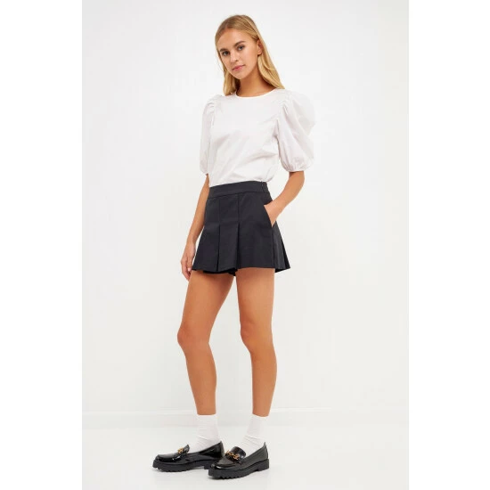 English Factory Poplin Puffed Sleeve Top Tops Fuchsia - Image 3