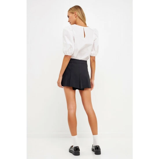 English Factory Poplin Puffed Sleeve Top Tops Fuchsia - Image 4