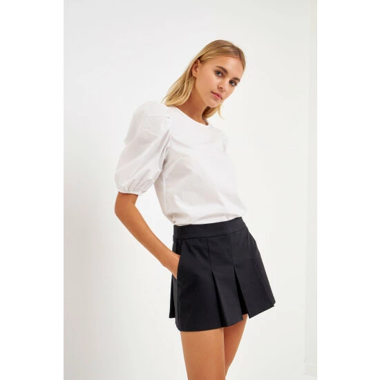 English Factory Poplin Puffed Sleeve Top Tops Fuchsia - Image 5