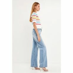 English Factory Striped Cardigan With Short Puff Sleeves Sweatshirts & Sweaters White Multi -English Factory Shop unnamed file 1204