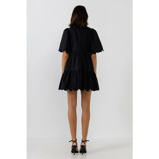 English Factory Scallop Detail Mini Dress Dresses Green - Image 7