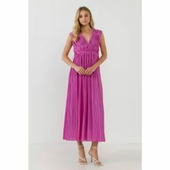 English Factory Pleated Straps Detail Midi Dress Dresses Orchid