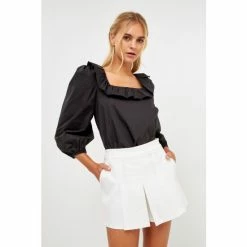 English Factory Square Ruffled Neckline Top Tops Berry -English Factory Shop unnamed file 1258