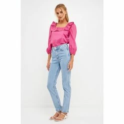 English Factory Square Ruffled Neckline Top Tops Berry -English Factory Shop unnamed file 1260
