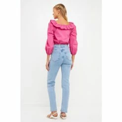 English Factory Square Ruffled Neckline Top Tops Berry -English Factory Shop unnamed file 1261
