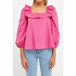 English Factory Square Ruffled Neckline Top Tops Berry -English Factory Shop unnamed file 1262