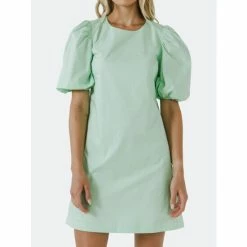 English Factory Puff Sleeve Mini Dress Dresses Green
