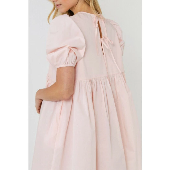 English Factory Asymmetrical Baby Doll Mini With Back Spaghetti Ties Dresses Light Pink - Image 6