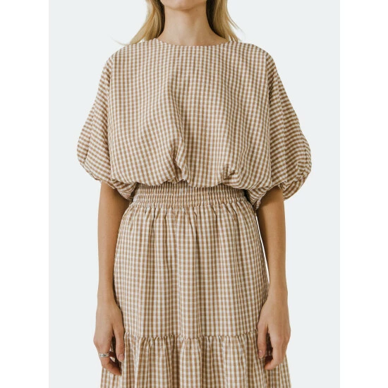 English Factory Voluminous Cropped Top Tops Dusty Blue - Image 4