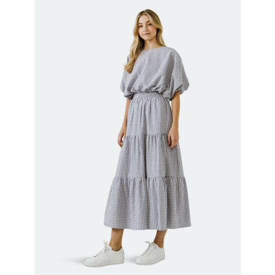 English Factory Voluminous Cropped Top Tops Dusty Blue - Image 9