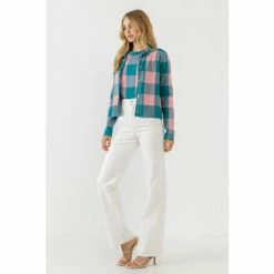 English Factory Gingham Cardigan Sweatshirts & Sweaters Pink/emerald