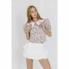 English Factory Oversized Collar Floral Top Tops Ivory Multi