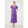 English Factory Back Cut-out With Elastic Detail Midi Dress Dresses Purple
