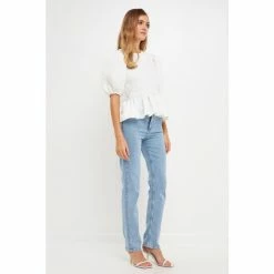 English Factory Satin Contrast Tweed Top Tops White 7 English Factory Satin Contrast Tweed Top Tops White -English Factory Shop unnamed file 1363