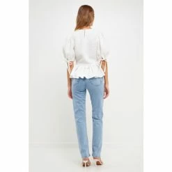 English Factory Satin Contrast Tweed Top Tops White 8 English Factory Satin Contrast Tweed Top Tops White -English Factory Shop unnamed file 1364