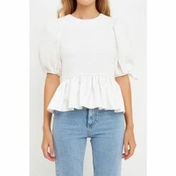 English Factory Satin Contrast Tweed Top Tops White 9 English Factory Satin Contrast Tweed Top Tops White -English Factory Shop unnamed file 1365