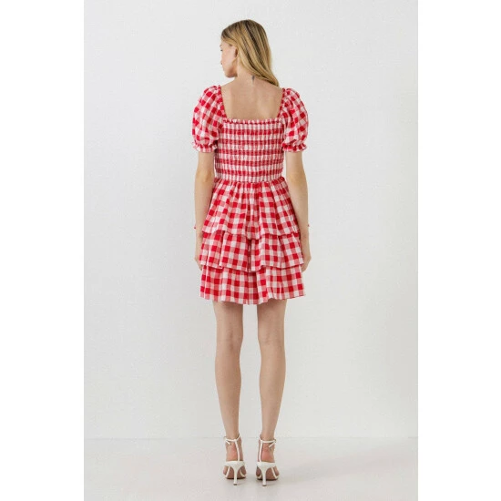 English Factory Gingham Mini Dress Dresses Red 3 English Factory Gingham Mini Dress Dresses Red - Image 3