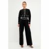 English Factory High-Waisted Wide-Leg Knit Pants Black/white