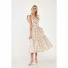 English Factory Check Midi Dress Dresses Beige