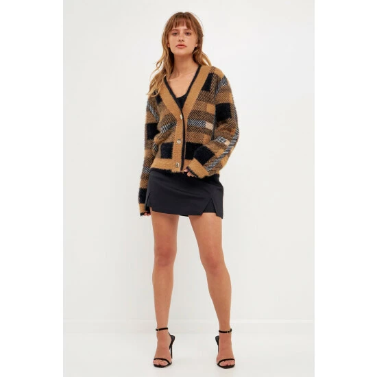 English Factory Check Cardigan Sweater Sweatshirts & Sweaters Red Multi - Image 10