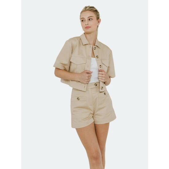 English Factory Cotton Shorts Beige