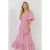 English Factory Check Smocked Maxi Skirt Skirts Pink