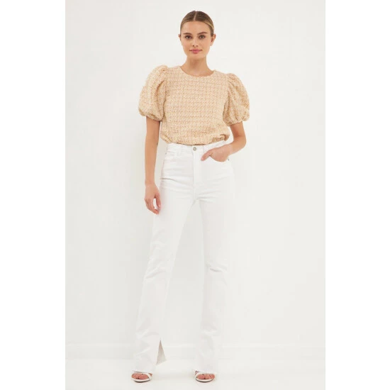 English Factory Multi Tweed Top Tops Cream 1 English Factory Multi Tweed Top Tops Cream