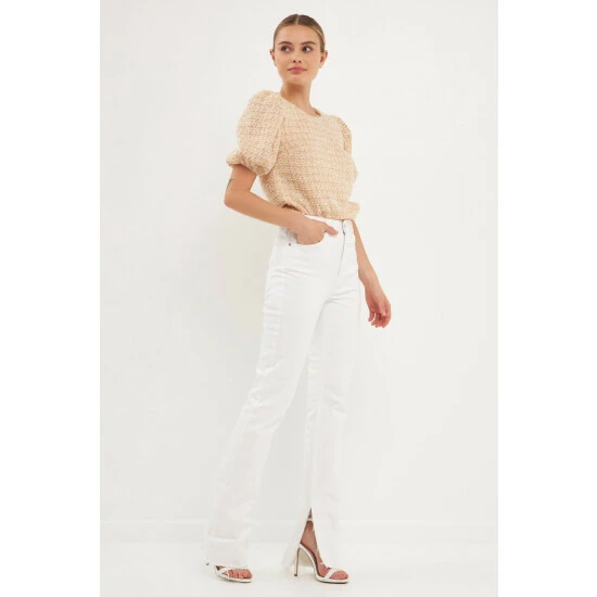 English Factory Multi Tweed Top Tops Cream 2 English Factory Multi Tweed Top Tops Cream - Image 2