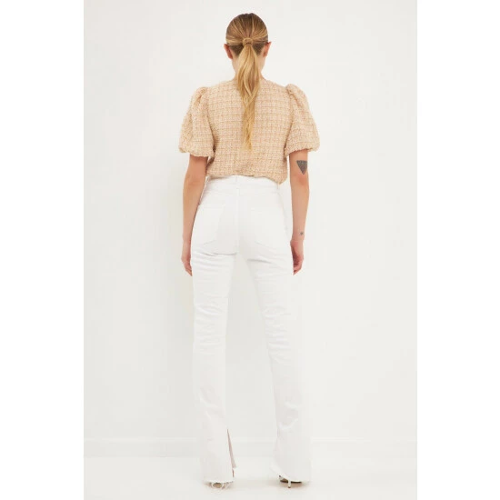 English Factory Multi Tweed Top Tops Cream 3 English Factory Multi Tweed Top Tops Cream - Image 3
